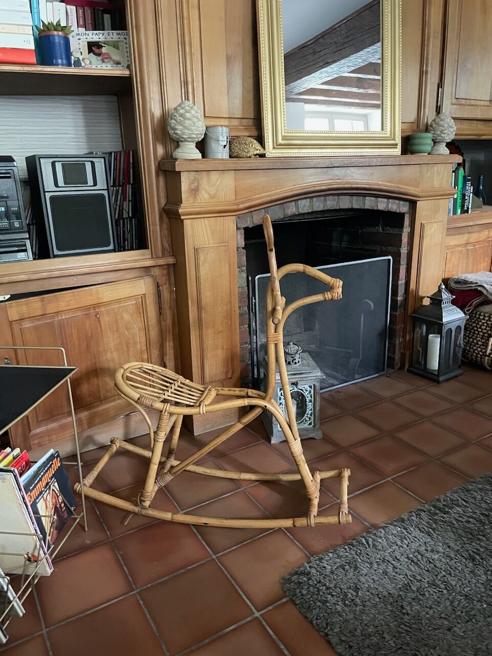 Rattan rocking horse