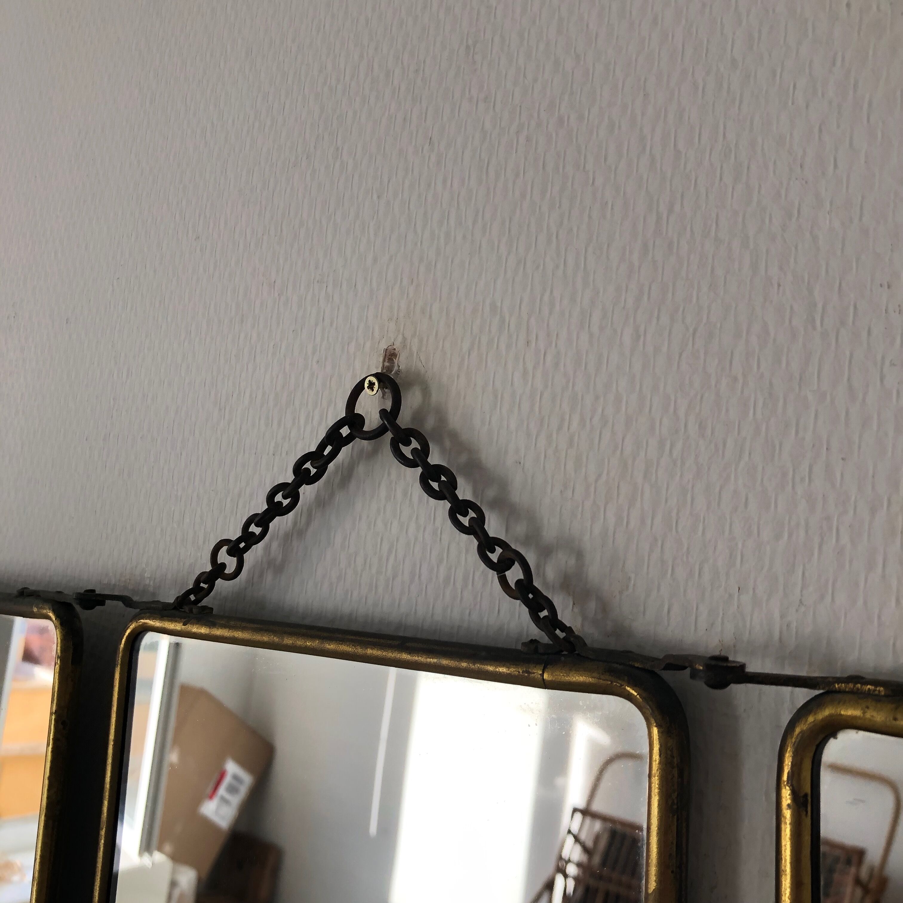 Gold vintage triptych barber mirror, 1920, 27x66cm