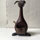 Teak wood kangaroo sculpture & genuine leather, Damemark design 1970