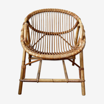 Vintage rattan "shell" armchair