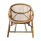 Vintage rattan "shell" armchair
