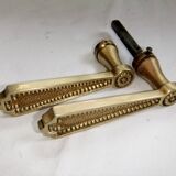 Pair of Louis XVI style beaded bronze door handles