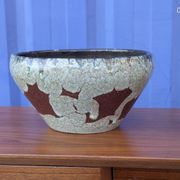 Coupe / cache-pot céramique Accolay signé – Grès émaillé vintage 60