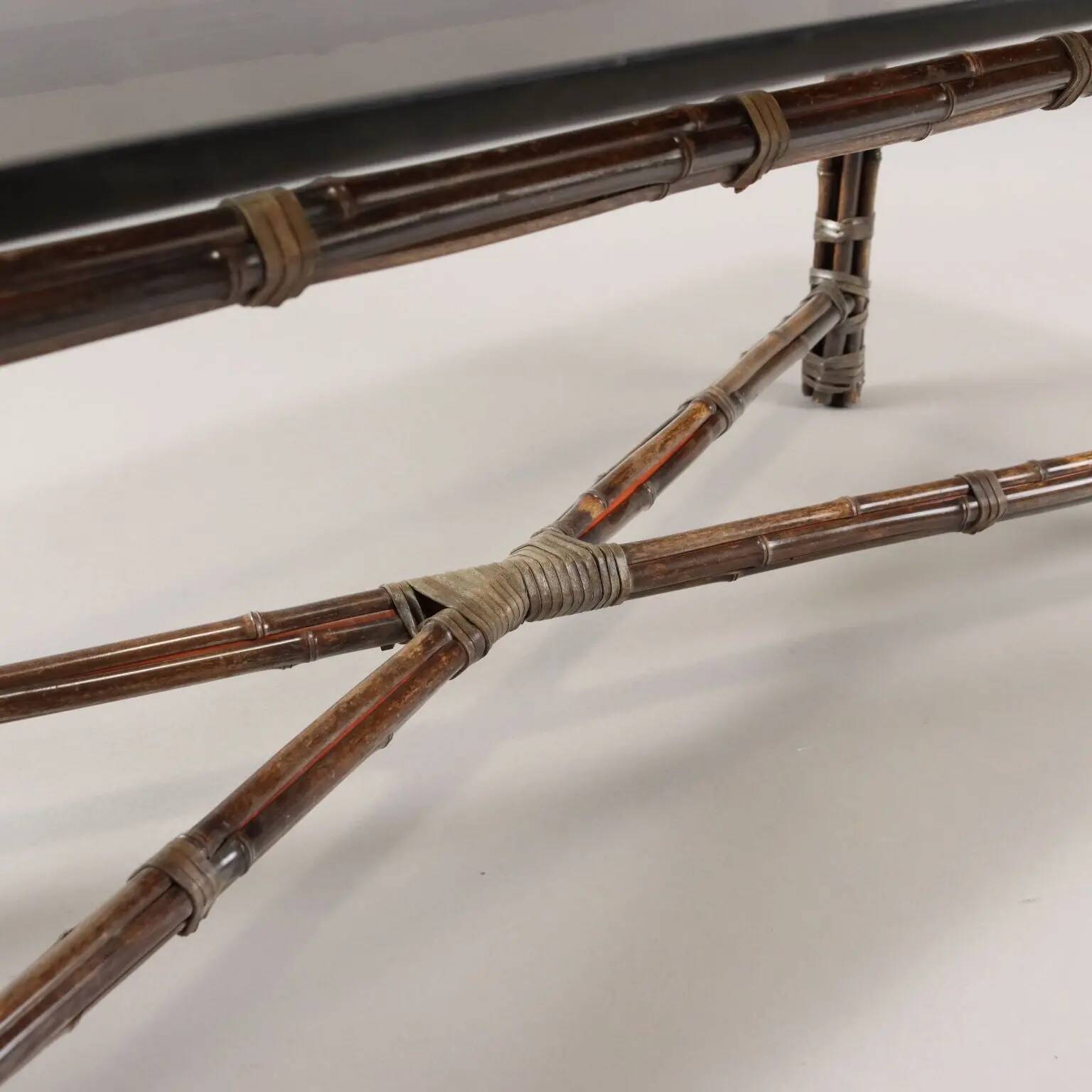 Table basse vintage design L. Levi McGuire en bambou, Italie, années 1980