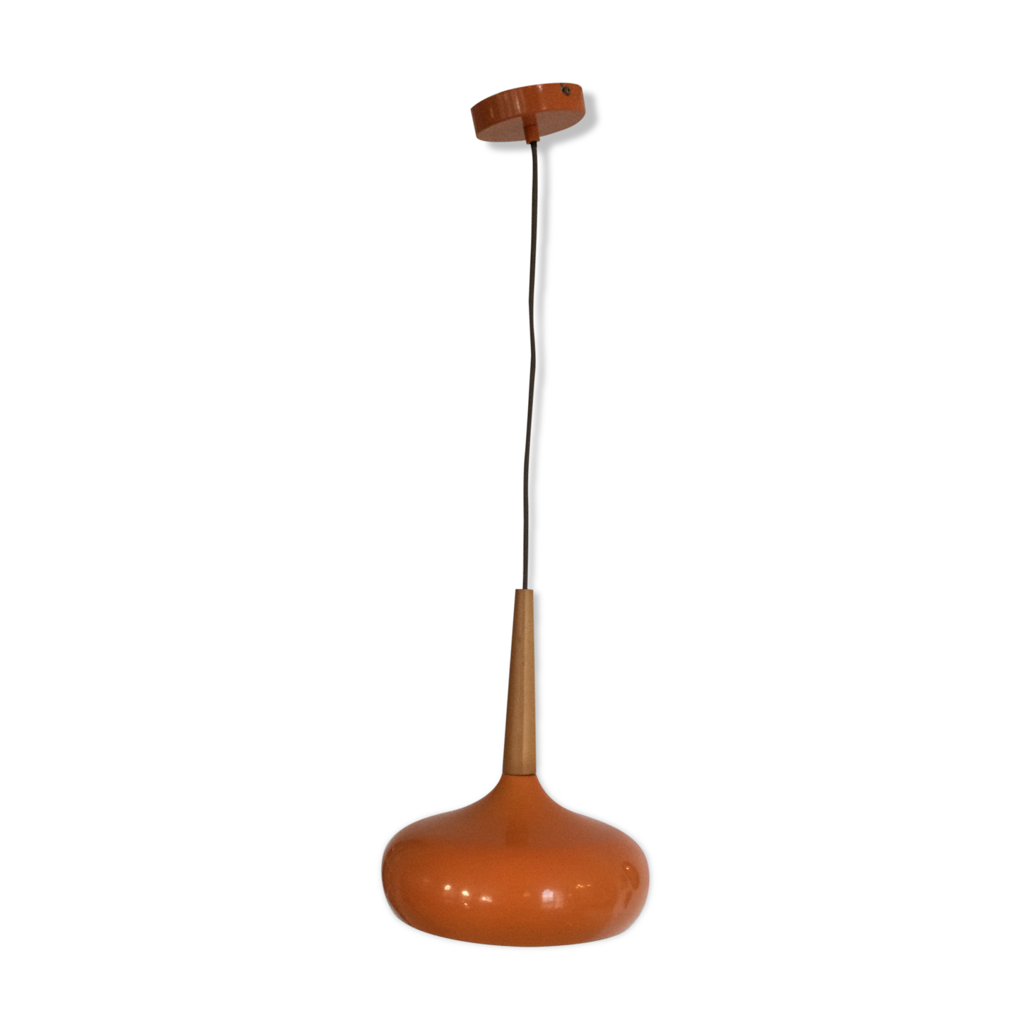 Suspension orange en métal années 70