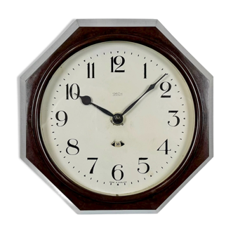Brown Industrial Bakelite Wall Clock from Smith Electric, 1950s