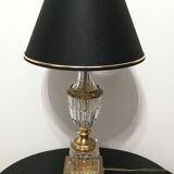 Lampe de chevet en verre ciselé et laiton doré