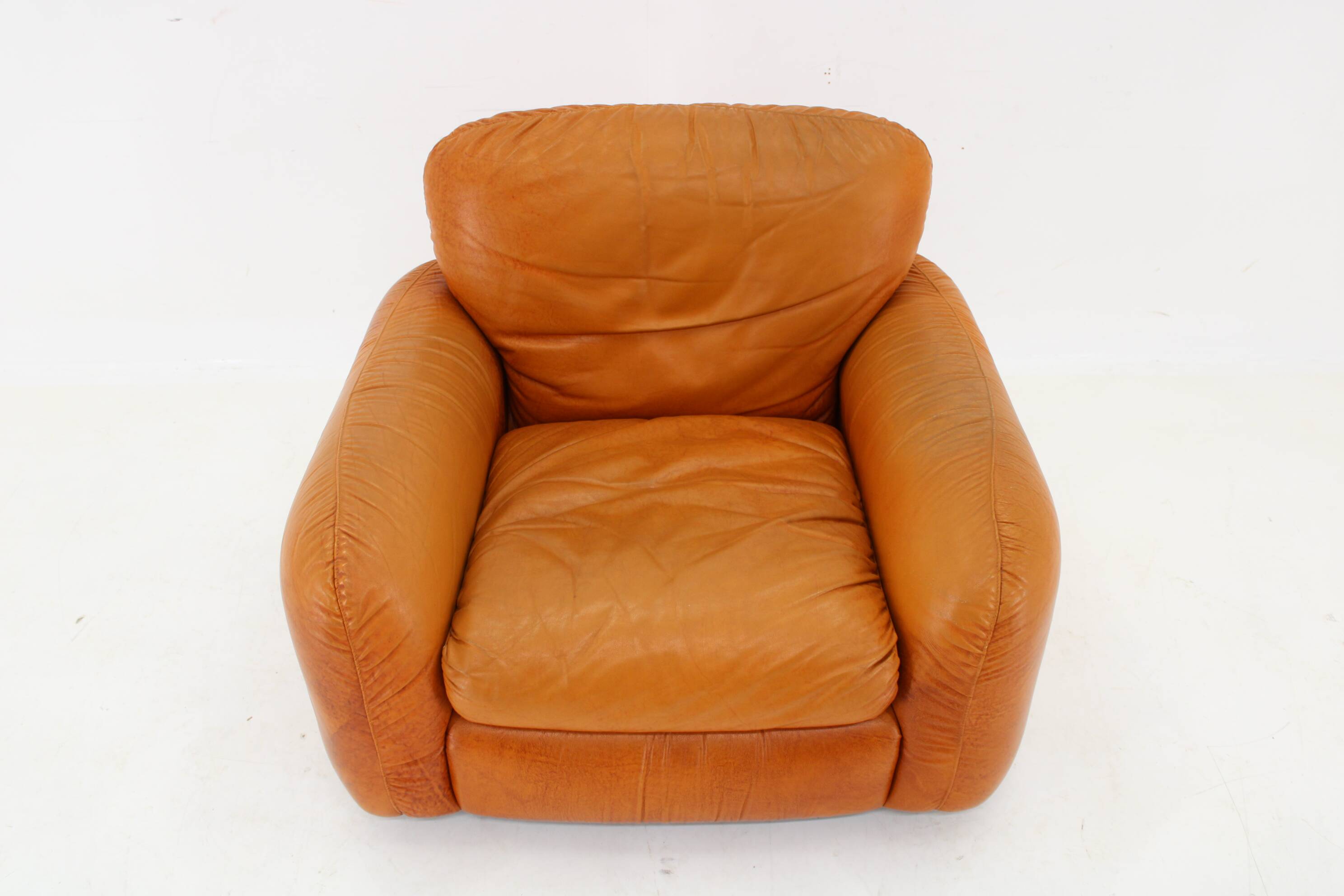 1970s  Cognac Leather Armchair ,Italy