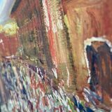 Oil on wood, “village festival”, Italy, 1960s