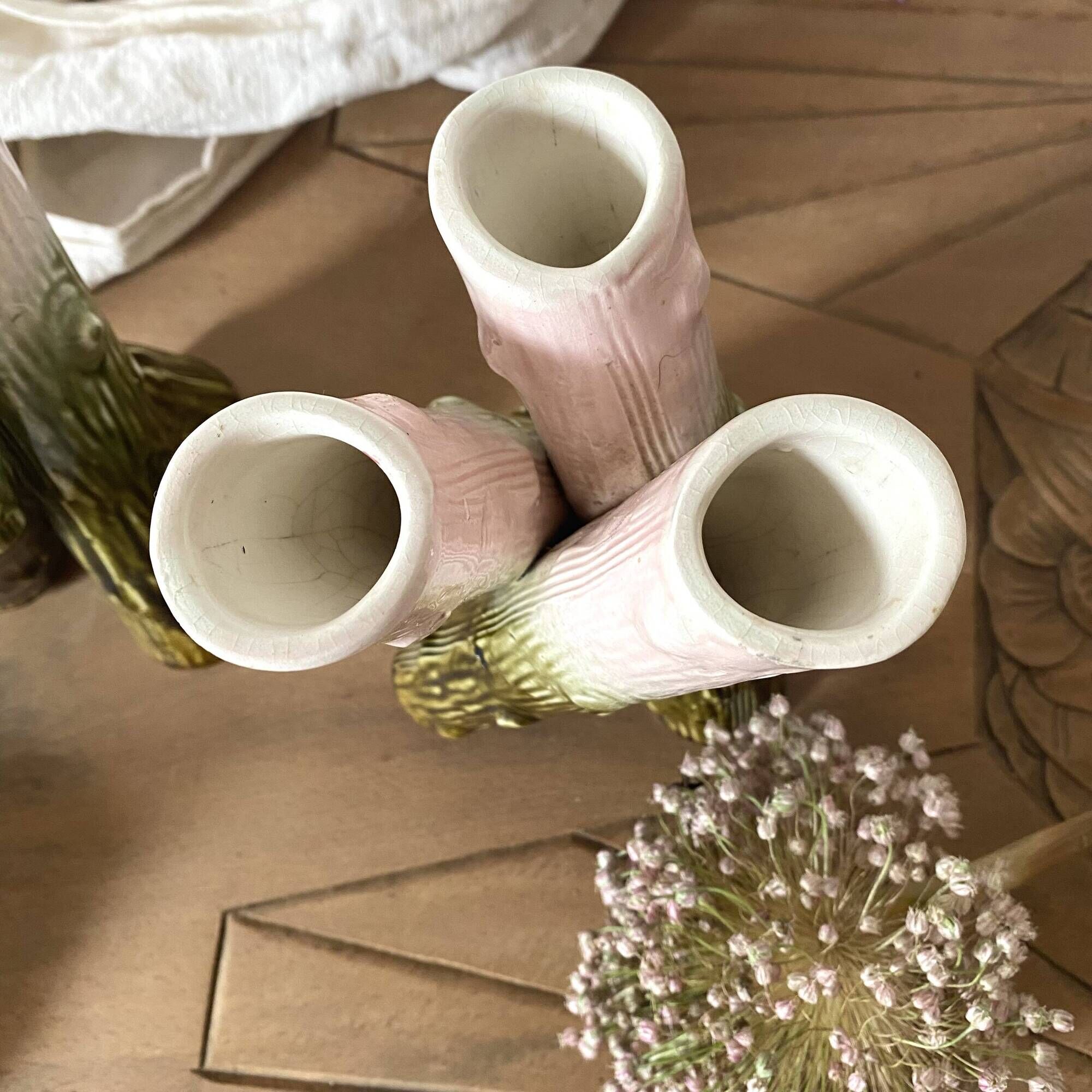 Pair of Art Nouveau branch slip vases