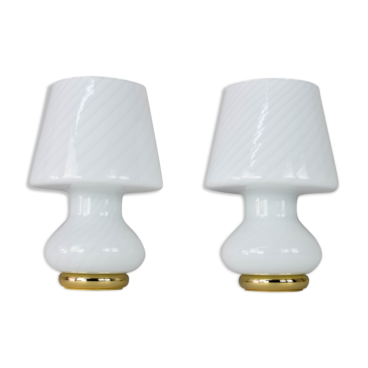 Pair of MidCentury Modern Murano Glass Mushroom Table Lamps for Vetri Italy 1960