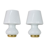Pair of MidCentury Modern Murano Glass Mushroom Table Lamps for Vetri Italy 1960