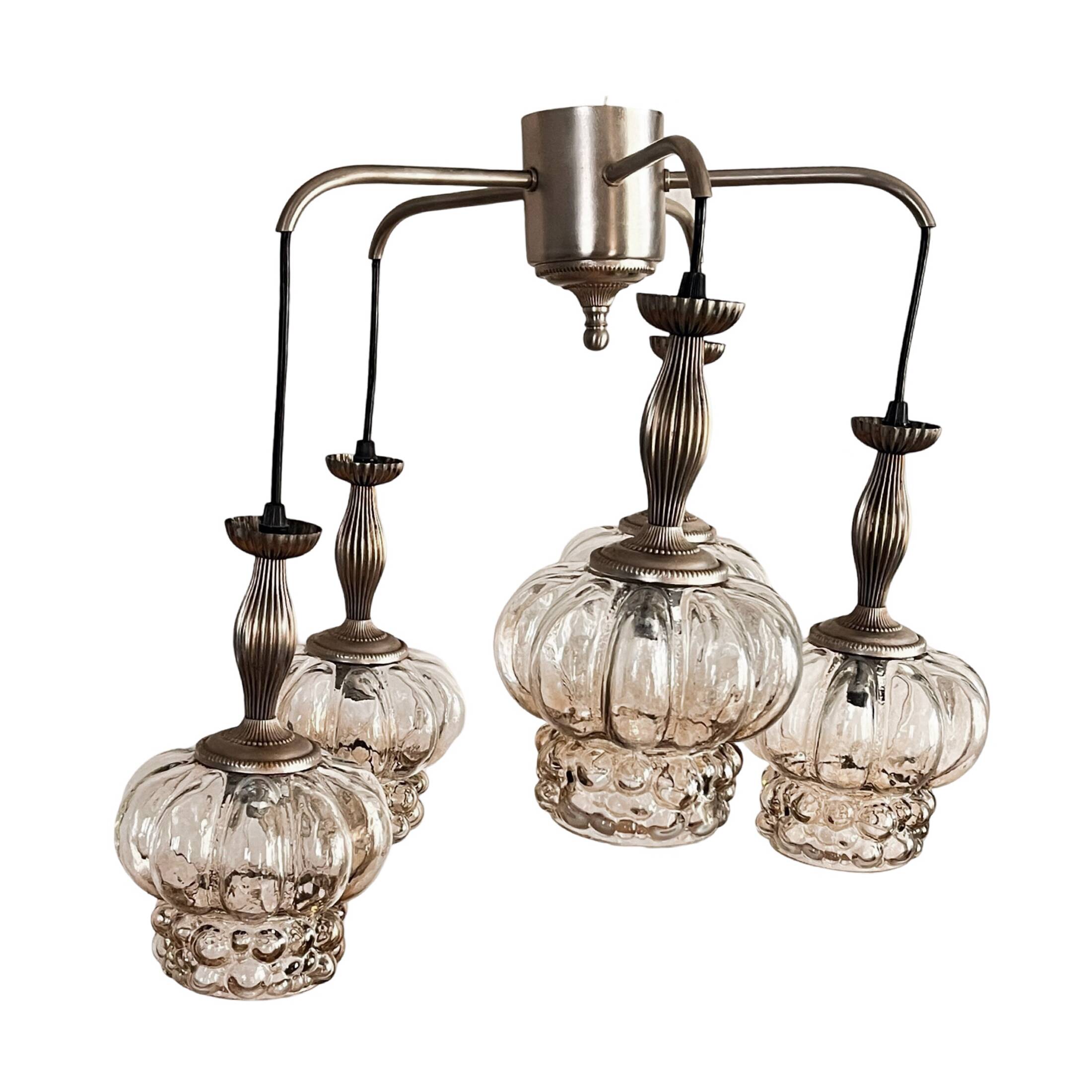 Mid-century modern cascade chandelier veb narva leuchten, germany, 1970s.