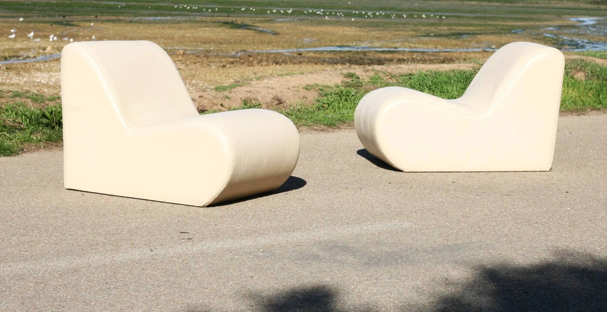 Pair of vintage armchairs, 1970s, faux leather