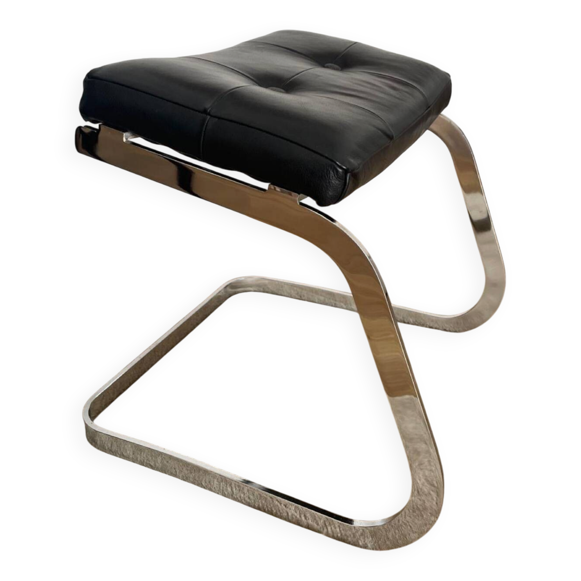 Leather and chrome designer stool