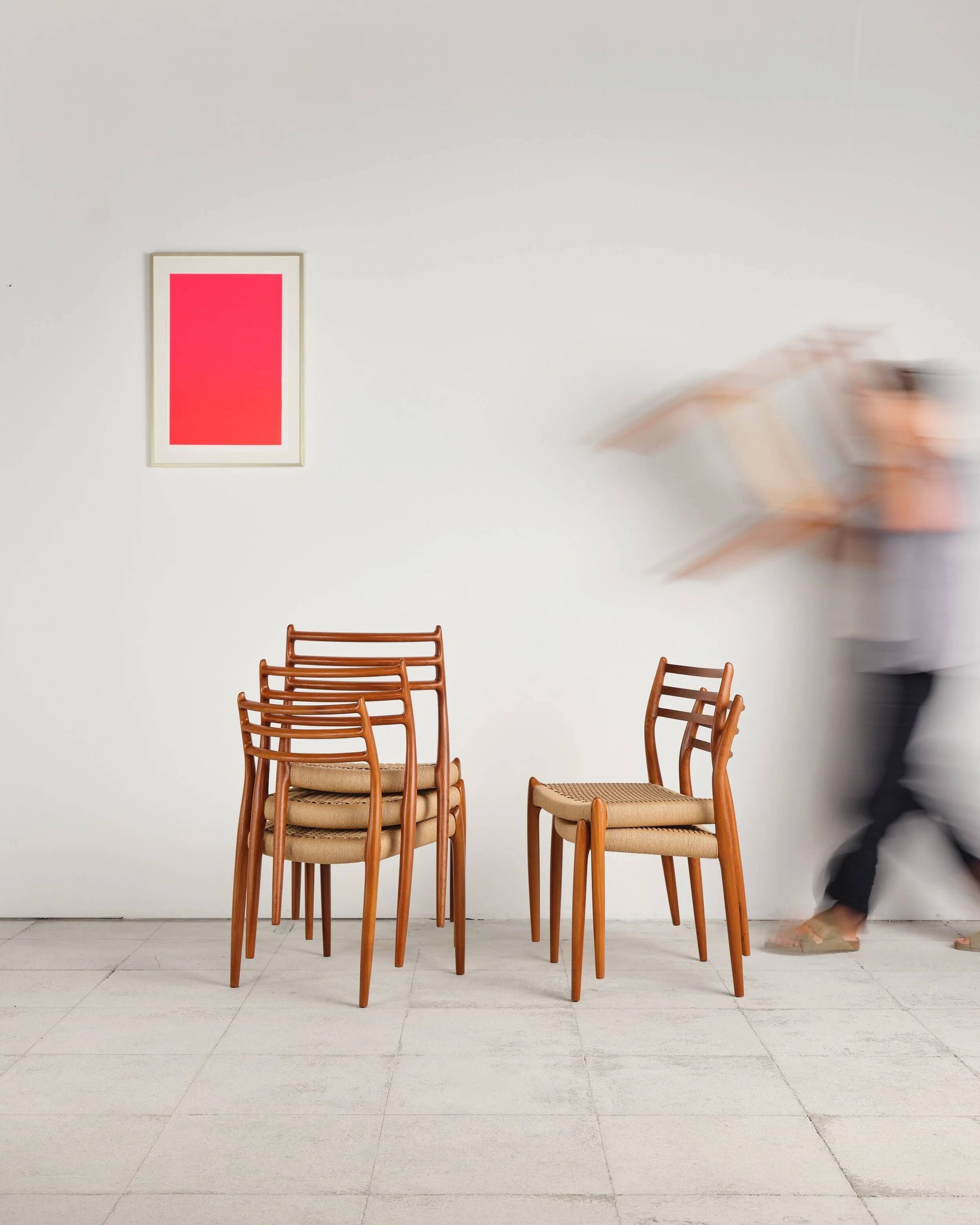 Set of 6 model 78 chairs in teak by Niels O. Møller, Denmark, 1960s.