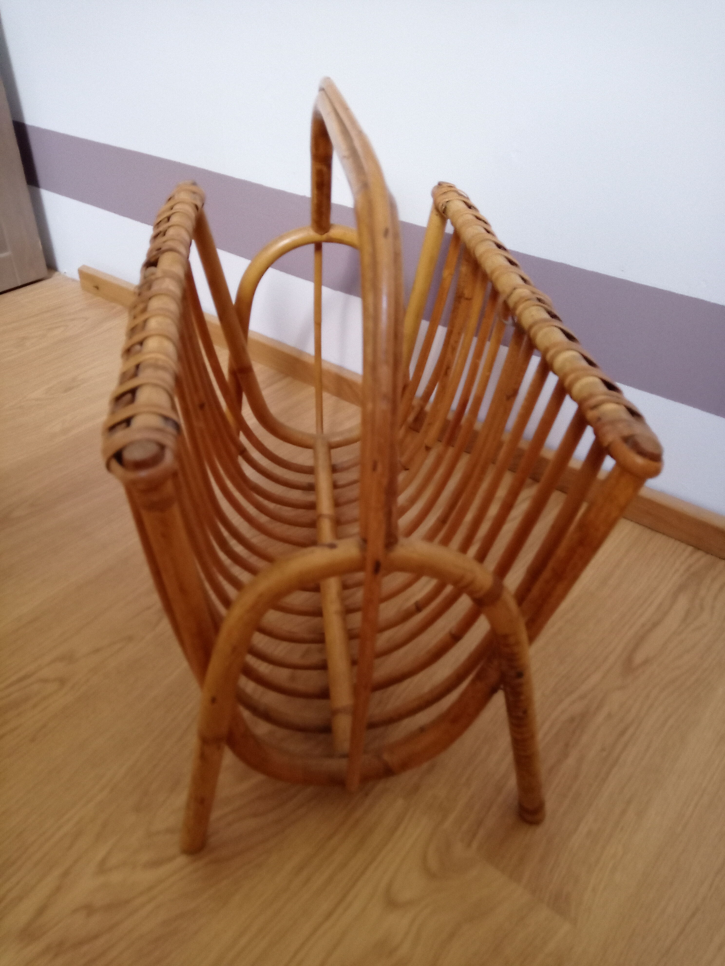 Vintage rattan magazine holder