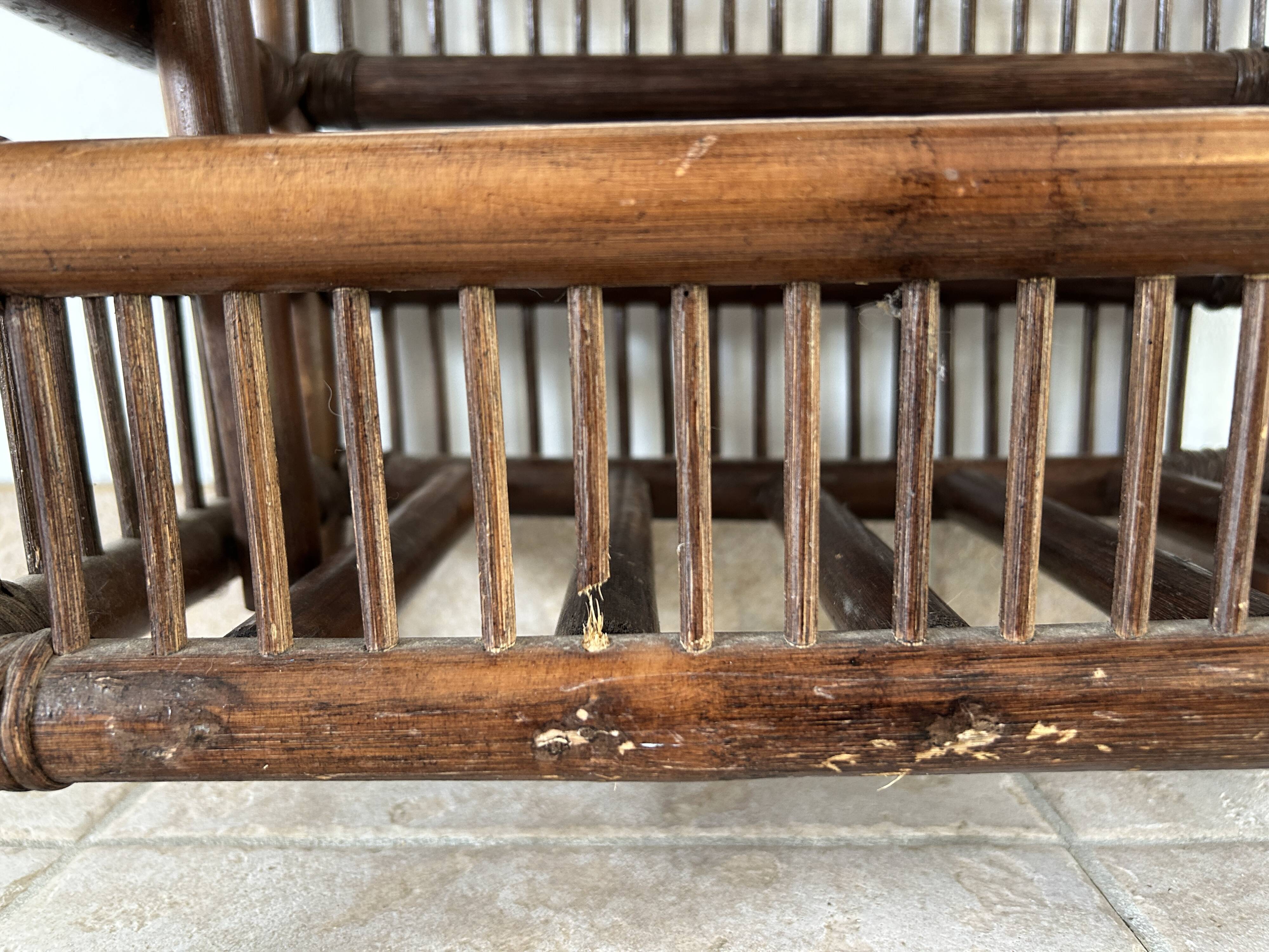 Rattan and wood magazine rack - VINTAGE (1970)