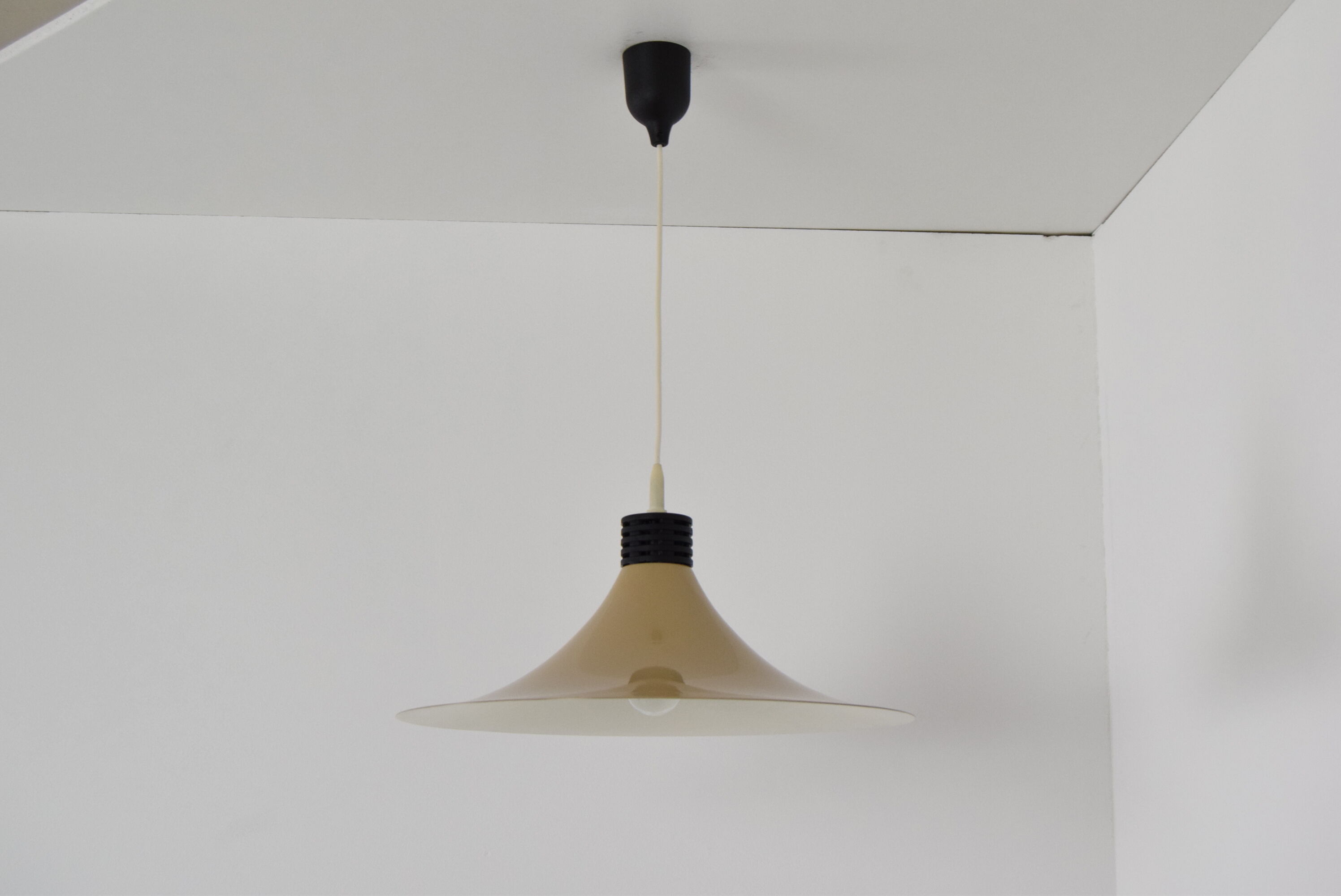 Mid-century Brown Lacquered metal Pendant circa 1980's.