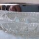 Bowl or glass dish with a metal rim