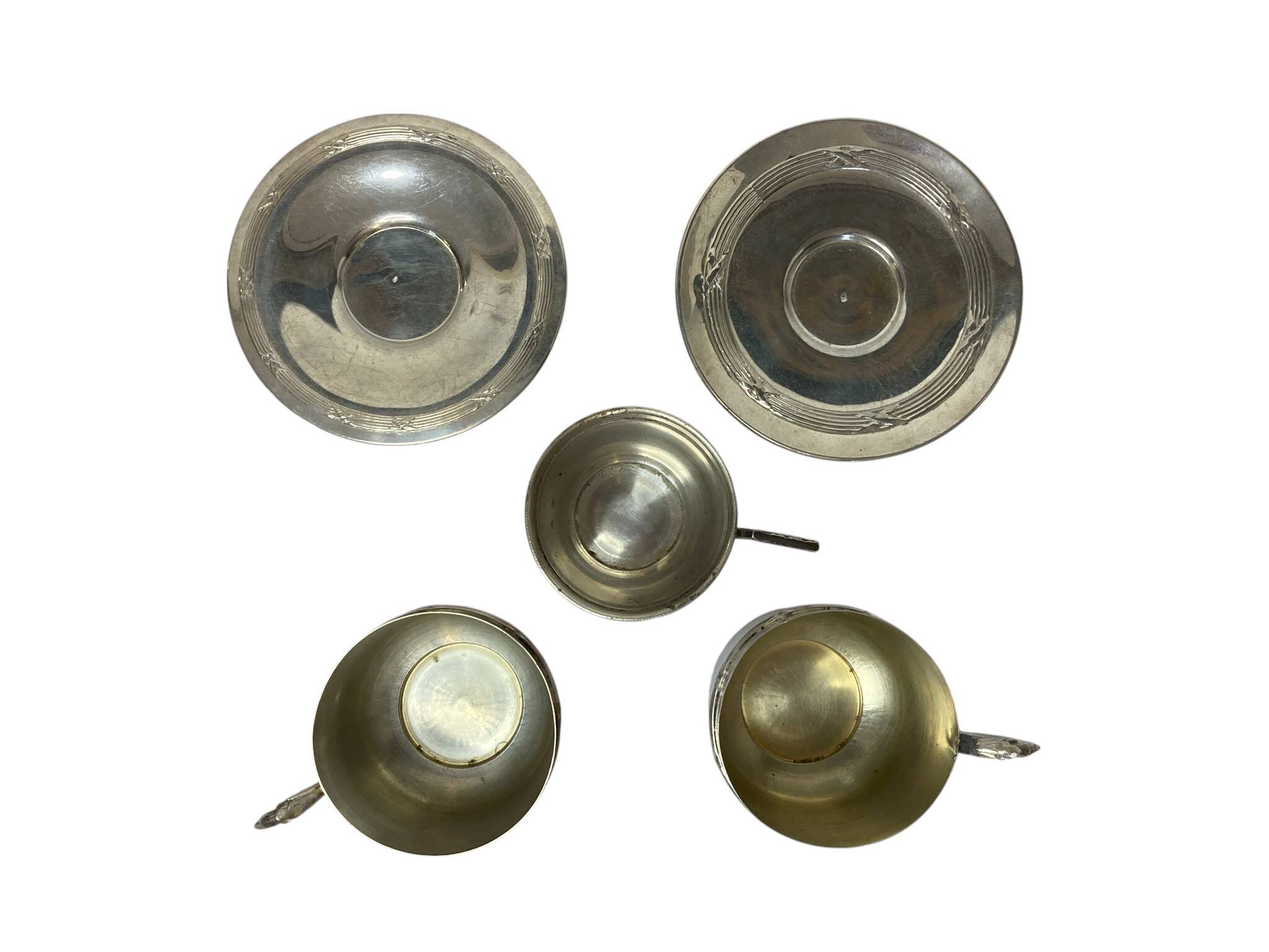 Tableware, set of three silver-plated tea cups, early 20th century