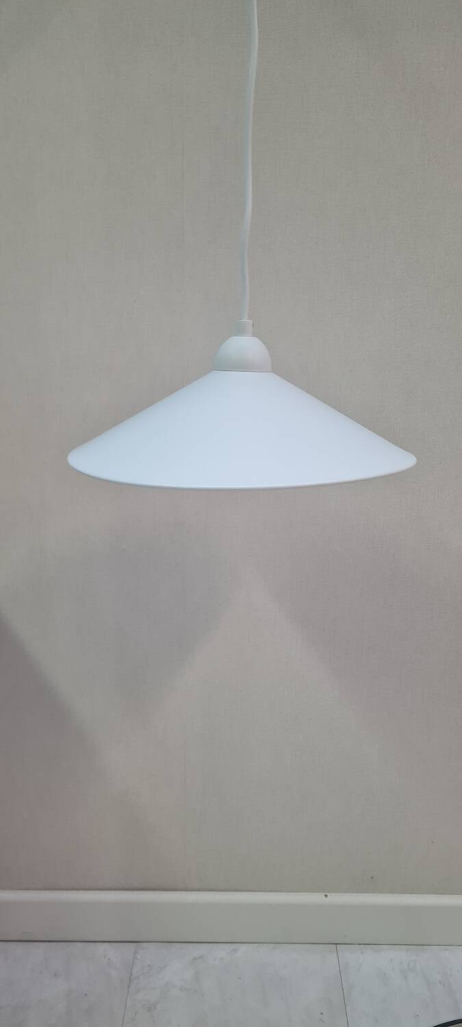White enameled sheet metal pendant light