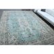 1970s Vintage Persian Handmade Wool Cotton Light Blue Area Rug 285x383