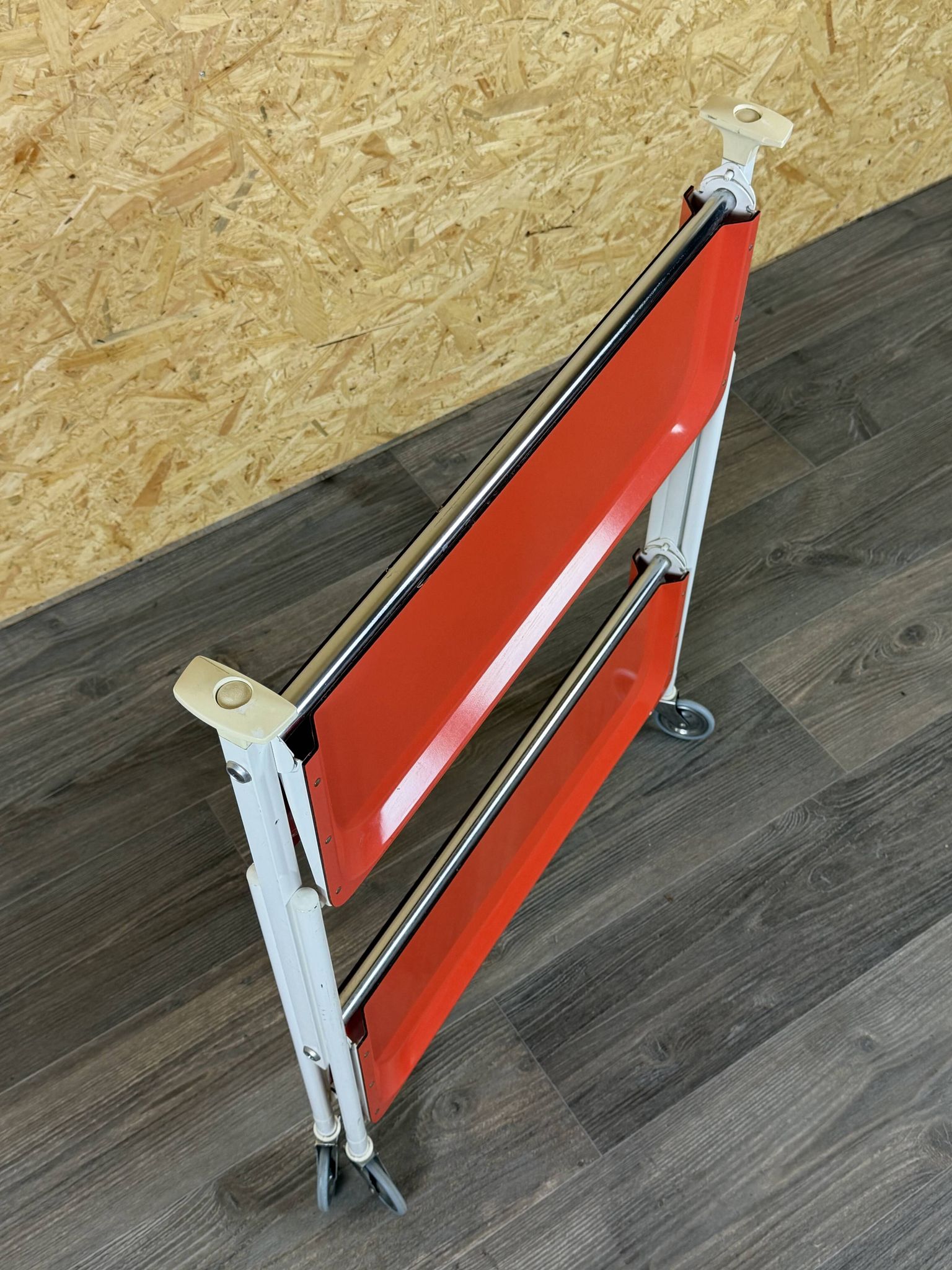 1960s 1970s Serving Cart Dinette Side Table Orange Space Age Design