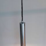 Extendable chrome ball pendant light.