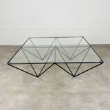 Pyramidal steel wire and glass coffee table