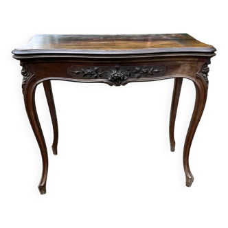 Carved console game table, 19th century Louis XV style