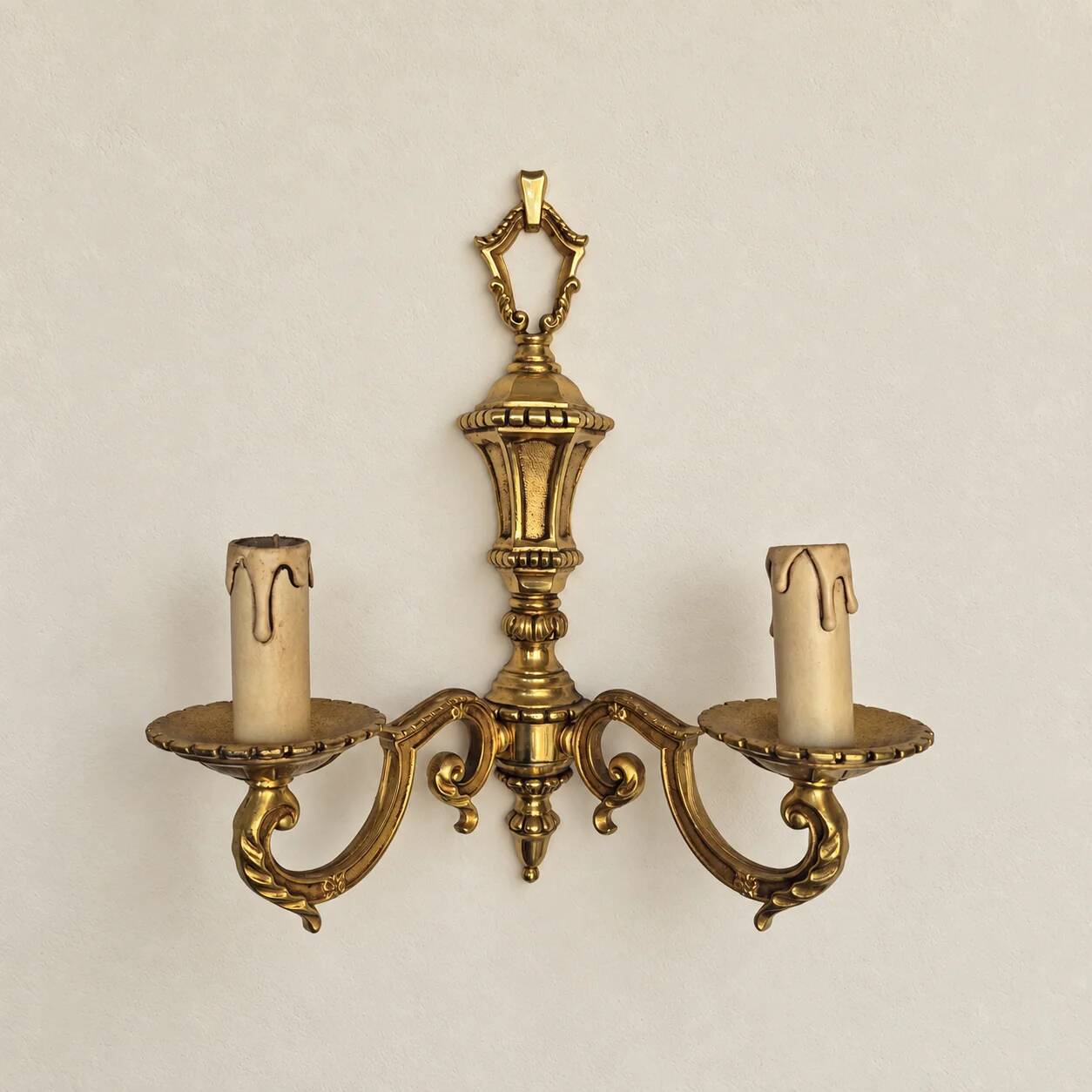 Set of four two-light wall sconces in gilded brass — Louis XVI style