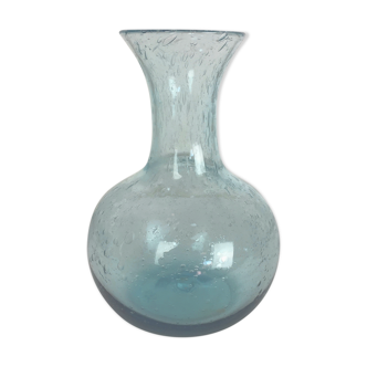 Biot light blue blown glass carafe
