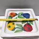 Set of Six Vintage Square Hand-Crafted Earthenware Plates by De Simone, Italy