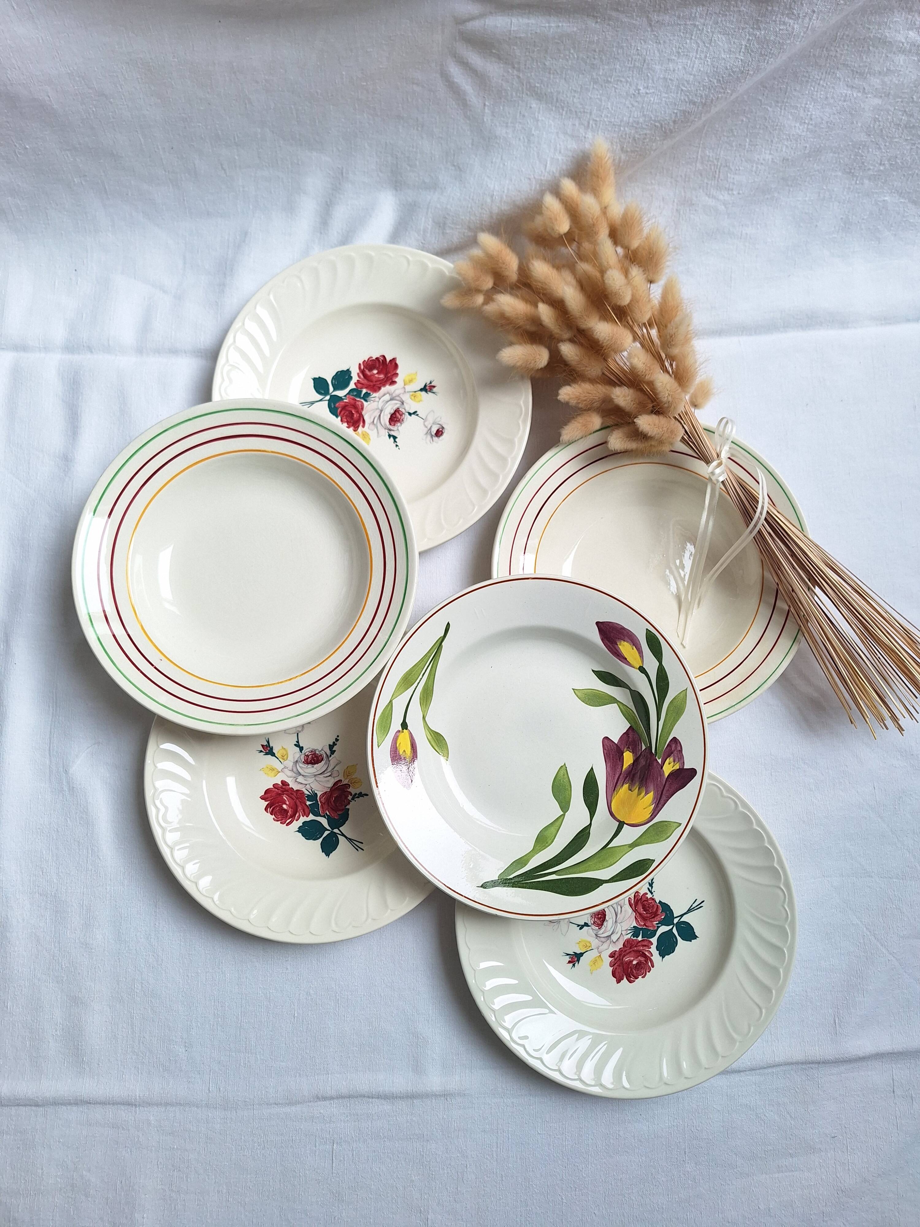 Vintage Gien and St Amand soup plates