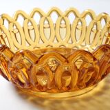 Rare Vintage Amber Honey Glass Fruit Bowl / Italy / 1950s