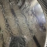 Round silver metal tray