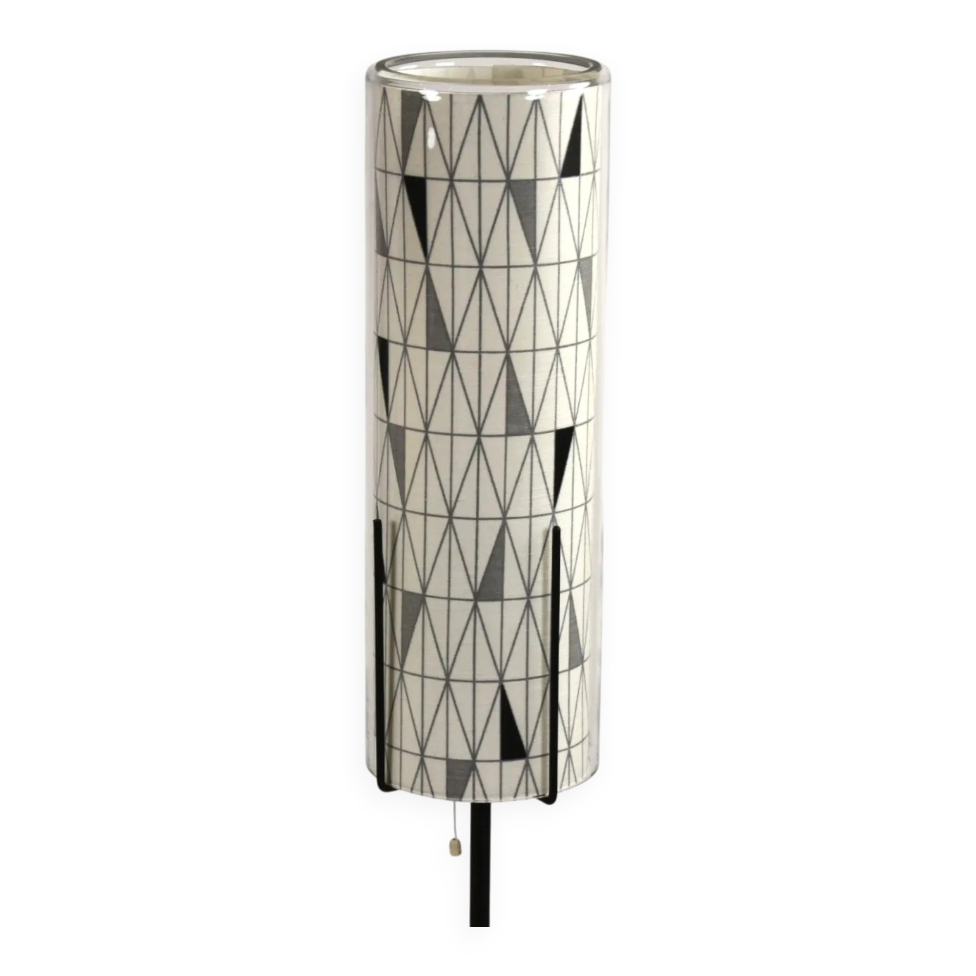 Floor Lamp with Sven Markelius “Pythagoras” Fabric Shade — Nordiska Kompaniet (attr.), Sweden, circa 1955–1960