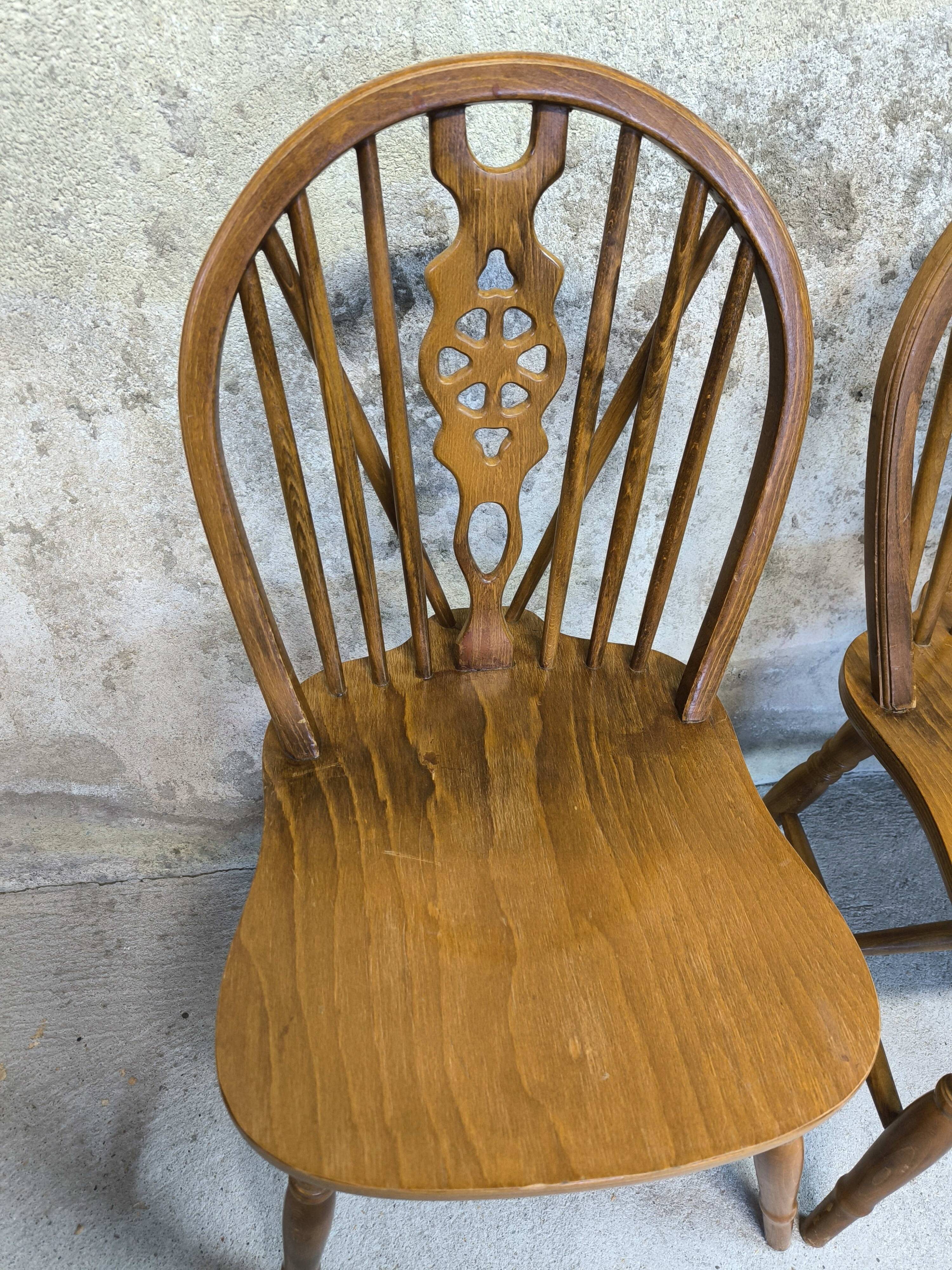 3 vintage Windsor wheelback chairs