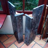 White veined black marble fireplace