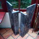 White veined black marble fireplace