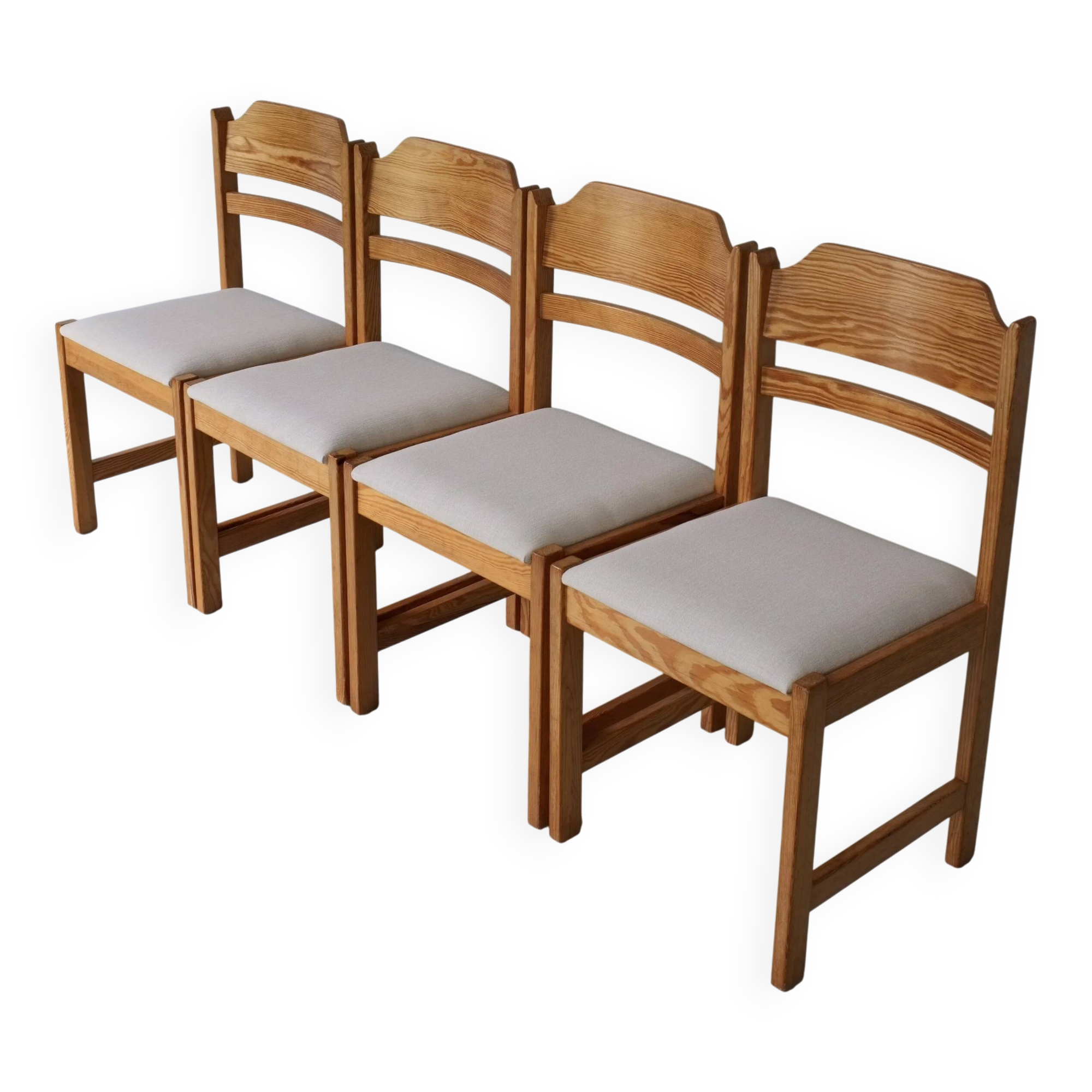 4 solid pine dining chairs | Sweden | 1960s