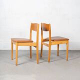 Set of 6 Danish Dining Chairs made of Beech and Brown Leatherette