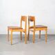 Set of 6 Danish dining chairs made of beech and brown leatherette.