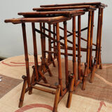 Lot of 4 bamboo pull out tables, Perret and Vibert 1900