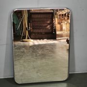 Italian Space Age Chrome and Brass Rectangular Wall Mirror, 1970s