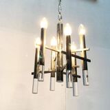 Italian chrome and acrylic chandelier from the space age mid-century by Gaetano Sciolari, 1960s.