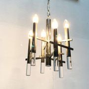 Italian chrome and acrylic chandelier from the space age mid-century by Gaetano Sciolari, 1960s.