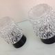 Pair of cylindrical structured glass ceiling lights / vintage 60s-70s