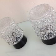 Paire de plafonniers cylindriques  en verre structuré / vintage années 60-70